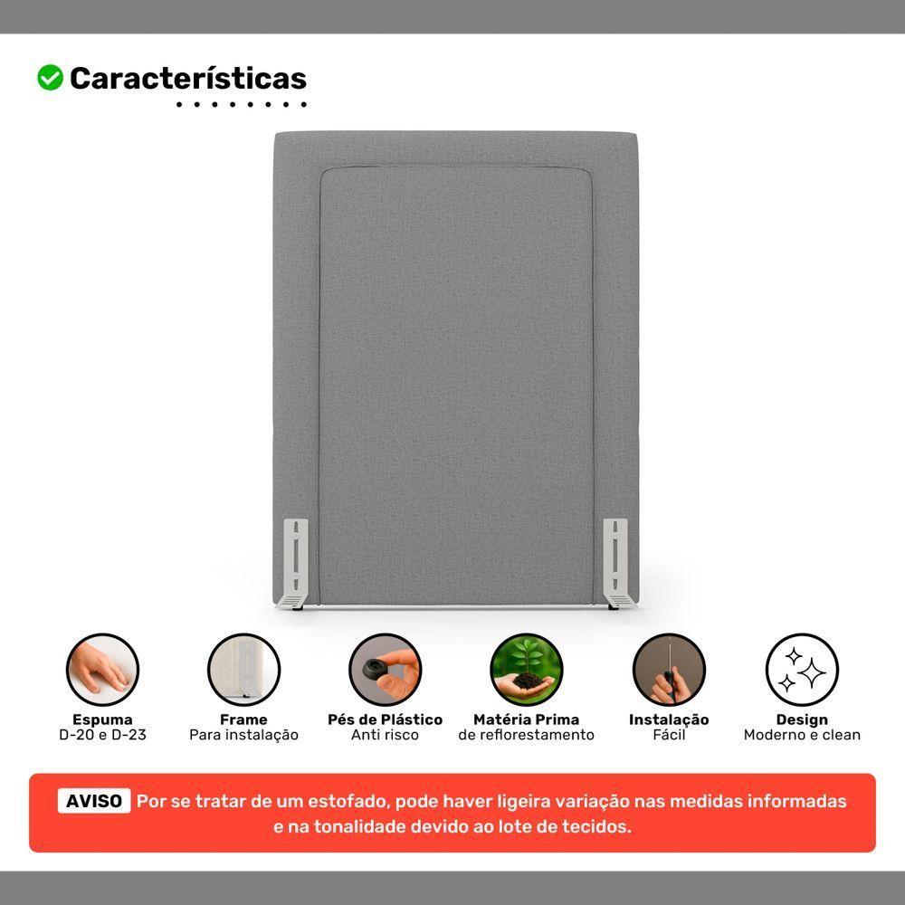 Cabeceira Cama Box Solteiro Alba 90cm Com Frame Linho Cinza - Abmaza - 3