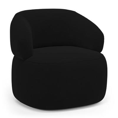 Poltrona Orgânica Giratória Glee Decorativa Veludo Preto Abmaza