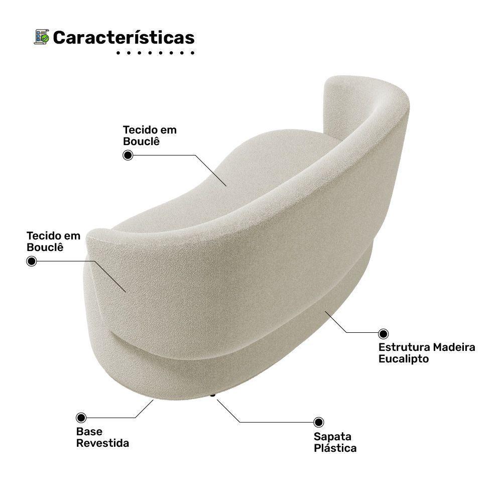 Kit 2 Poltronas E 1 Namoradeira Aisha Orgânica Bouclê Bege - Abmaza - 6
