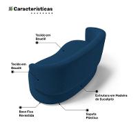 Kit 2 Poltronas E 1 Namoradeira Aisha Orgânica Bouclê Azul Marinho - Abmaza - 5