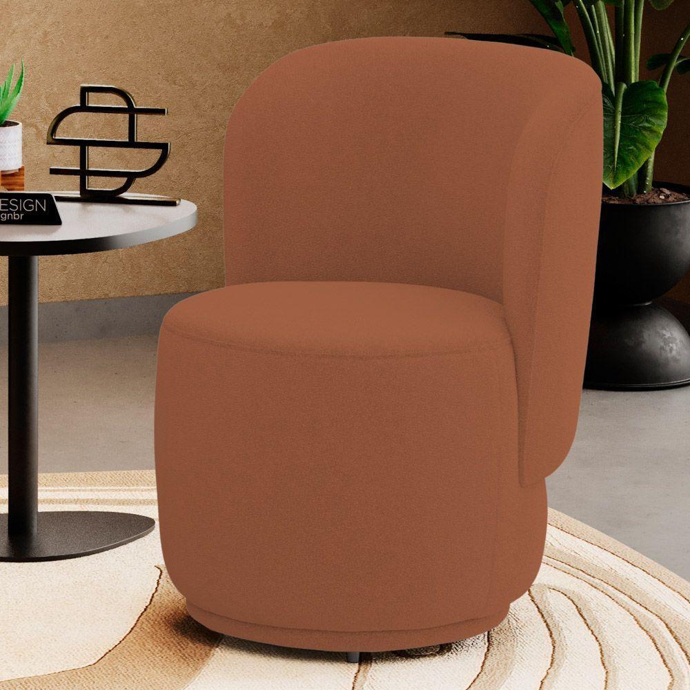 Poltrona Orgânica Decorativa Living Molly Bouclê Terracota - Abmaza - 2