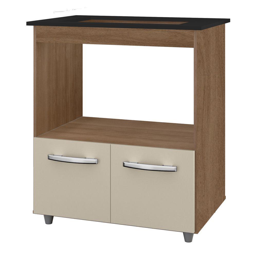 Balcão Para Cooktop Elis 75cm 02 Portas Com Tampo Recortado Savana Off White - Abmaza - 6