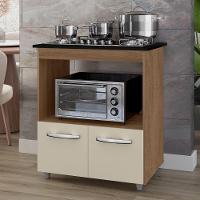 Balcão Para Cooktop Elis 75cm 02 Portas Com Tampo Recortado Savana Off White - Abmaza - 2