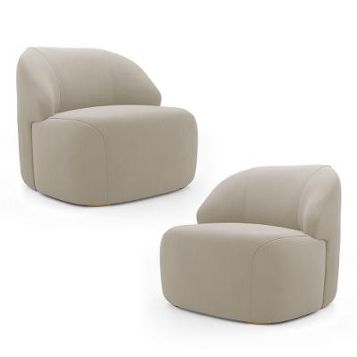 Kit 02 Poltronas Decorativas Kaya Orgânica Veludo Bege - Abmaza