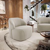 Kit 02 Poltronas Decorativas Kaya Orgânica Veludo Bege - Abmaza - 9