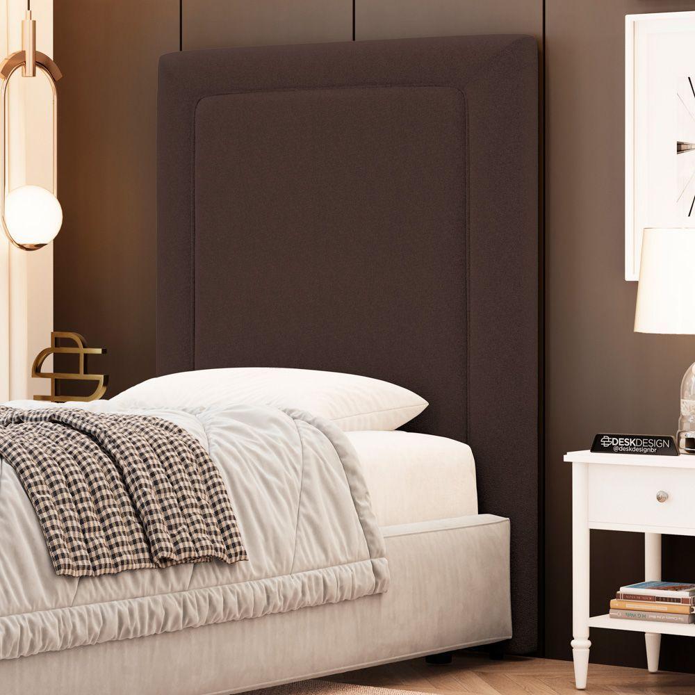 Cabeceira Cama Box Solteiro Alba 90cm Com Frame Bouclé Marrom - Abmaza - 2