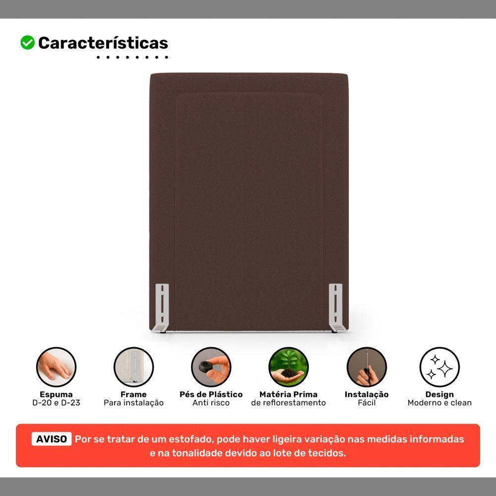 Cabeceira Cama Box Solteiro Alba 90cm Com Frame Bouclé Marrom - Abmaza - 3