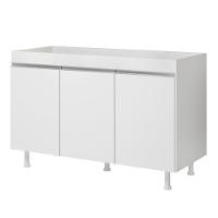 Balcão Buffet Gabinete De Cozinha Lux 119cm 100% Mdf Sem Tampo 03 Portas Branco - Abmaza - 1