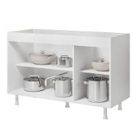 Balcão Buffet Gabinete De Cozinha Lux 119cm 100% Mdf Sem Tampo 03 Portas Branco - Abmaza - 7