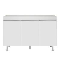 Balcão Buffet Gabinete De Cozinha Lux 119cm 100% Mdf Sem Tampo 03 Portas Branco - Abmaza - 8