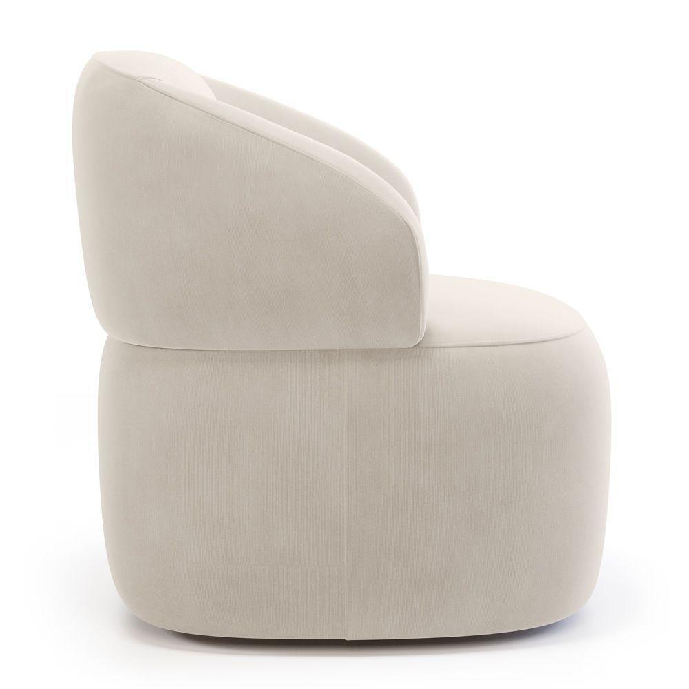 Poltrona Orgânica Giratória Living Glee Veludo Bege - Abmaza - 7