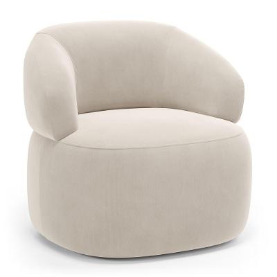 Poltrona Orgânica Giratória Living Glee Veludo Bege - Abmaza