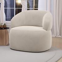 Poltrona Orgânica Giratória Living Glee Veludo Bege - Abmaza - 2