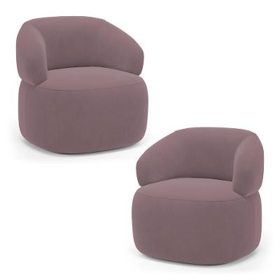 Kit 02 Poltronas Orgânicas Giratória Living Glee Veludo Rosê - Abmaza