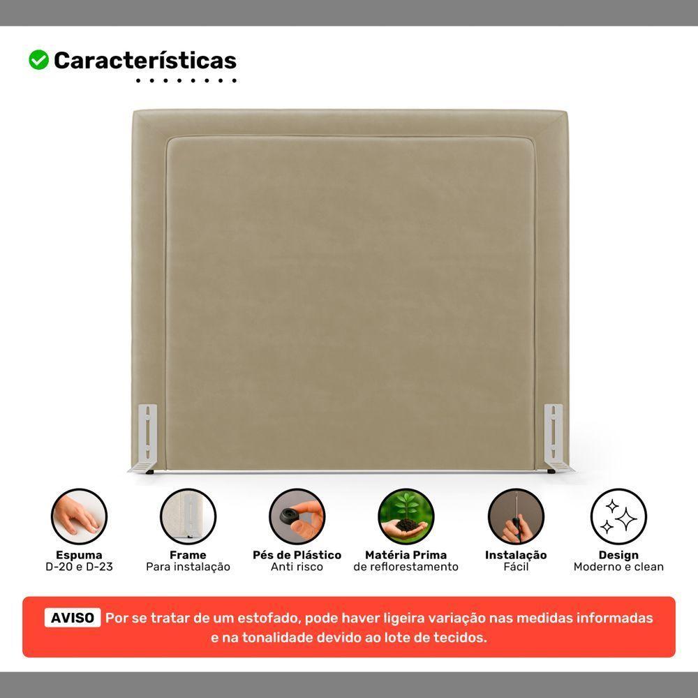 Cabeceira Cama Box King Size Alba 195cm Com Frame Veludo Bege - Abmaza - 3