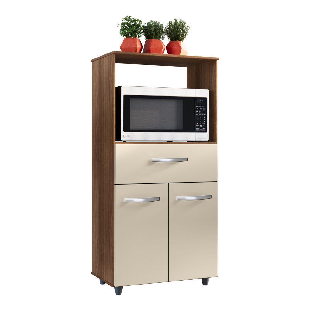 Armário De Cozinha Multiuso Luna 60cm Com 02 Portas E Nicho Integrado Savana Off White - Abmaza - 1