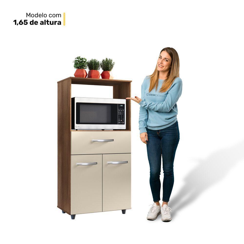 Armário De Cozinha Multiuso Luna 60cm Com 02 Portas E Nicho Integrado Savana Off White - Abmaza - 6