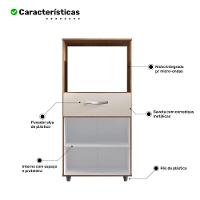Armário De Cozinha Multiuso Luna 60cm Com 02 Portas E Nicho Integrado Savana Off White - Abmaza - 3