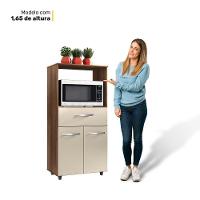 Armário De Cozinha Multiuso Luna 60cm Com 02 Portas E Nicho Integrado Savana Off White - Abmaza - 6