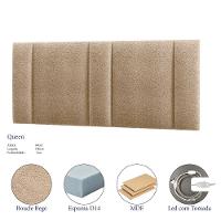 Cabeceira Painel Cama Box Queen Size Siri 160cm Com Led Bouclé Bege - Abmaza - 3