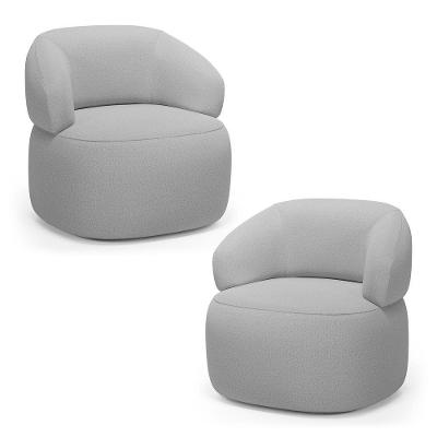 Kit 2 Poltronas Orgânicas Giratórias Glee Sala de Estar Linho Cinza Abmaza