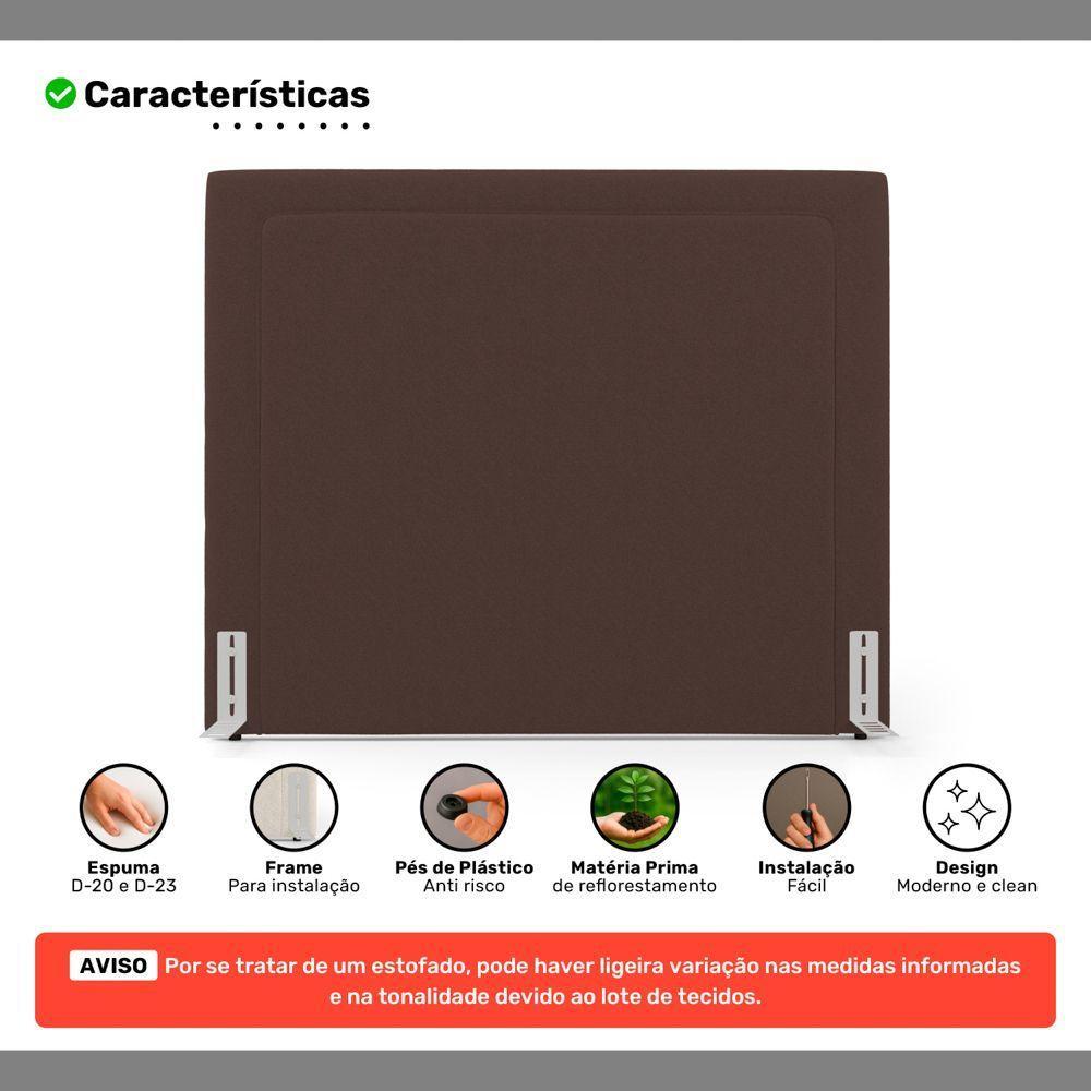 Cabeceira Cama Box King Size Alba 195cm Com Frame Bouclé Marrom - Abmaza - 3