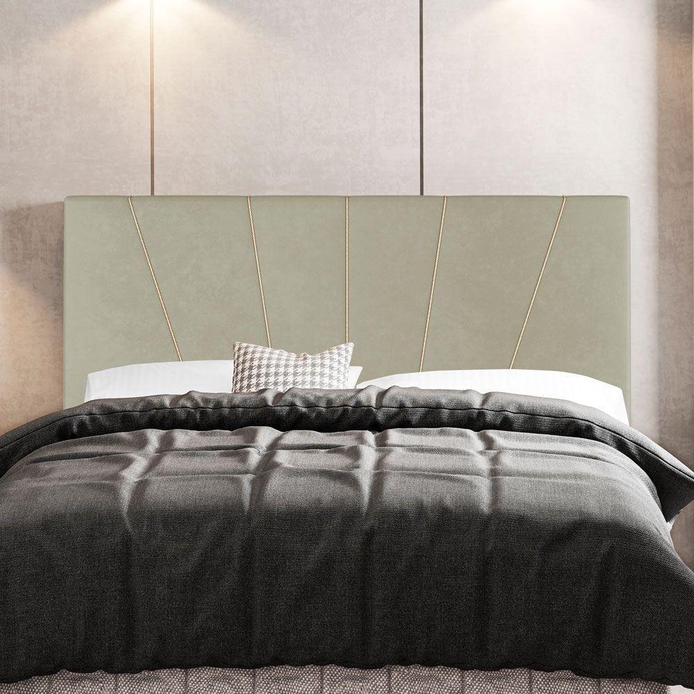 Cabeceira Cama Box Casal Queen Size Dallas 160cm Linho Bege - Abmaza - 2