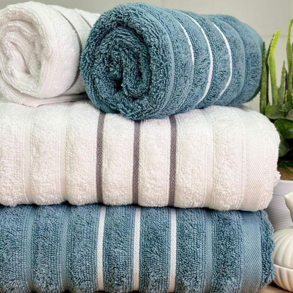 Jogo De Toalhas Wave 4 Peças 100% Algodão Fio Penteado Braco-azul Indigo - 2