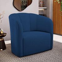 Poltrona Decorativa Living Abby Bouclê Azul Marinho - Abmaza - 2