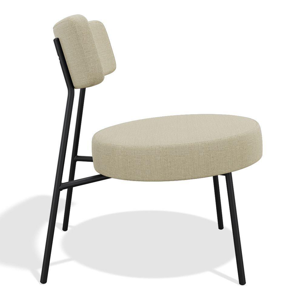 Kit 02 Poltronas Decorativas Sala De Estar Kobe Estofada Com Encosto Linho Bege - Abmaza - 5