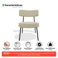 Kit 02 Poltronas Decorativas Sala De Estar Kobe Estofada Com Encosto Linho Bege - Abmaza - 3