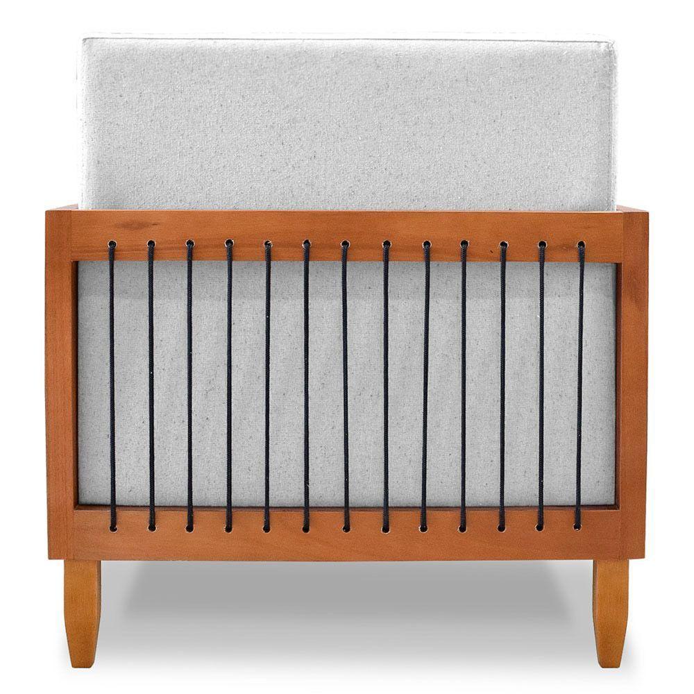 Kit 02 Poltronas Varanda Samoa Madeira Maciça Com Cordas Náutica Linho Rústico Grigio - Abmaza - 7