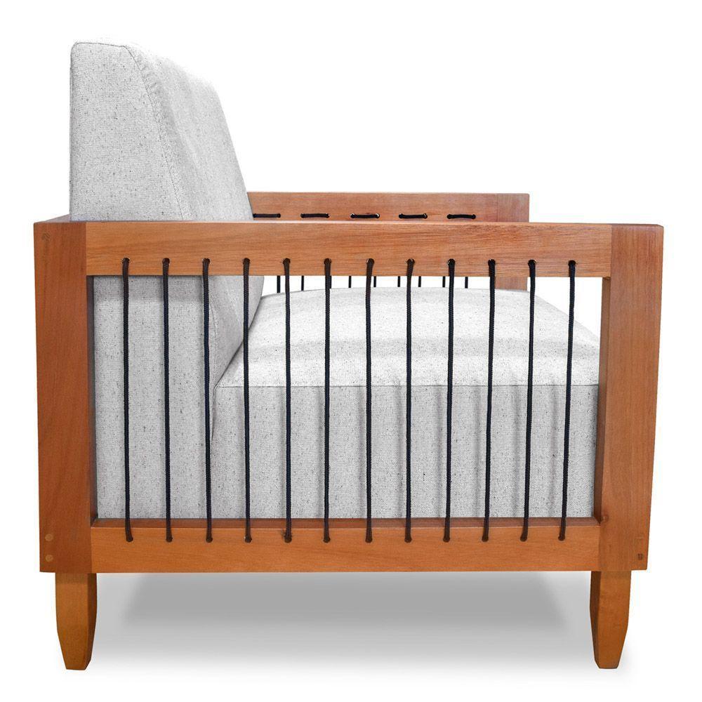 Kit 02 Poltronas Varanda Samoa Madeira Maciça Com Cordas Náutica Linho Rústico Grigio - Abmaza - 8