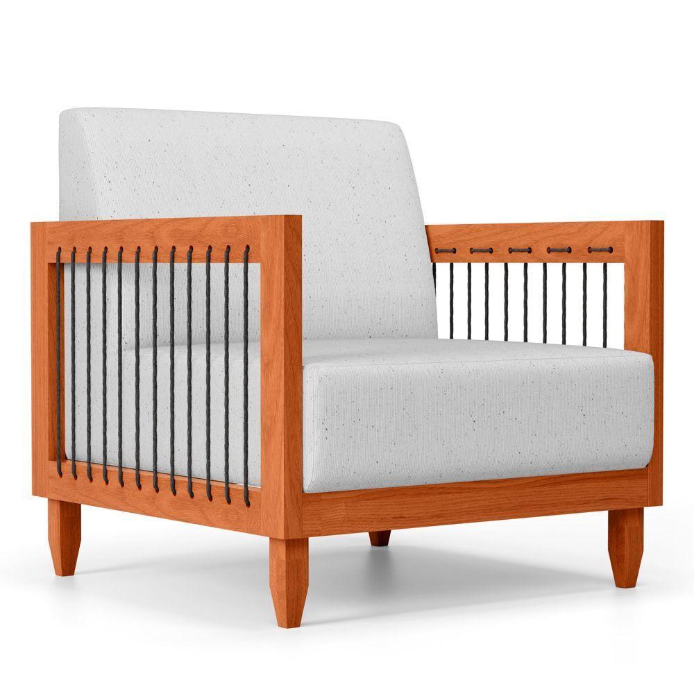 Kit 02 Poltronas Varanda Samoa Madeira Maciça Com Cordas Náutica Linho Rústico Grigio - Abmaza - 9