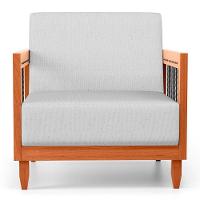 Kit 02 Poltronas Varanda Samoa Madeira Maciça Com Cordas Náutica Linho Rústico Grigio - Abmaza - 10