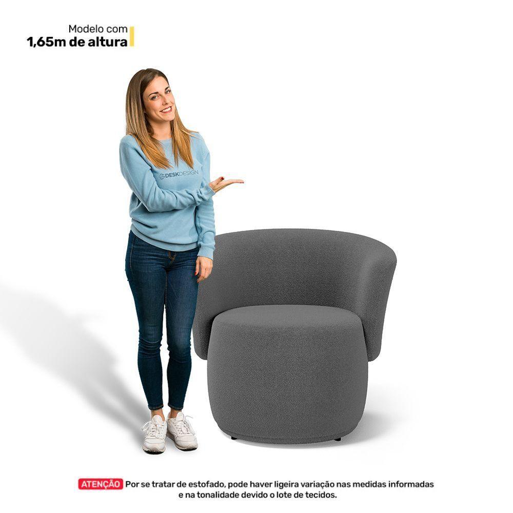 Kit 2 Poltronas E 1 Namoradeira Aisha Orgânica Bouclê Cinza Escuro - Abmaza - 6