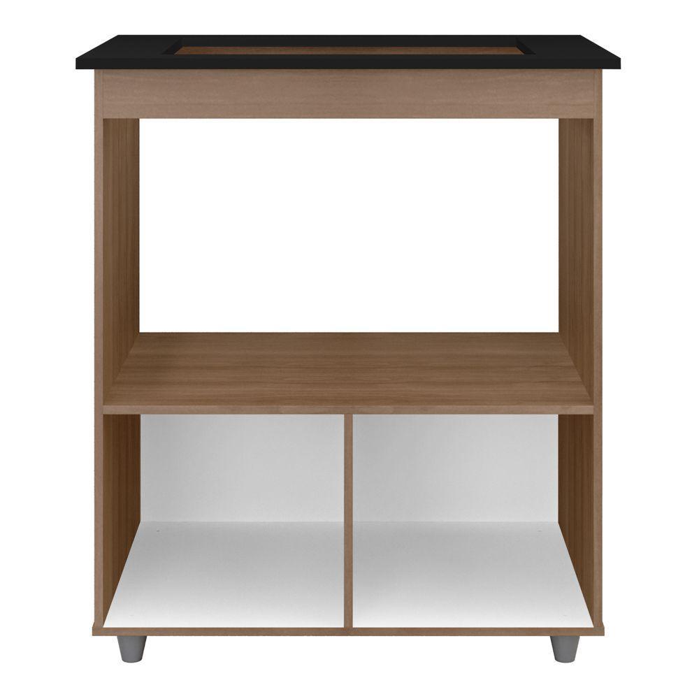 Balcão Para Cooktop Elis 75cm 02 Portas Com Tampo Recortado Savana Preto - Abmaza - 3