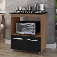 Balcão Para Cooktop Elis 75cm 02 Portas Com Tampo Recortado Savana Preto - Abmaza - 2