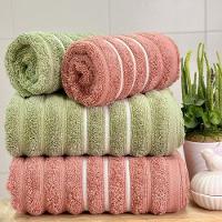 Jogo De Toalhas Wave 4 Peças 100% Algodão Fio Penteado Rosa-verde Oliva - 1