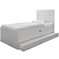 Cama Baú Solteiro Branco Com Aux. Com Colchões - 1