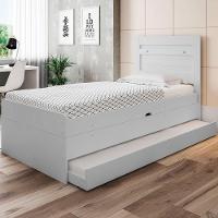 Cama Baú Solteiro Branco Com Aux. Com Colchões - 2