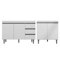 Balcão Gabinete Pia Andréia Sem Tampo 100cm E Armário Para Cooktop 02 Portas Branco - Abmaza - 1