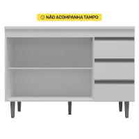 Balcão Gabinete Pia Andréia Sem Tampo 100cm E Armário Para Cooktop 02 Portas Branco - Abmaza - 3