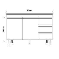 Balcão Gabinete Pia Andréia Sem Tampo 100cm E Armário Para Cooktop 02 Portas Branco - Abmaza - 7
