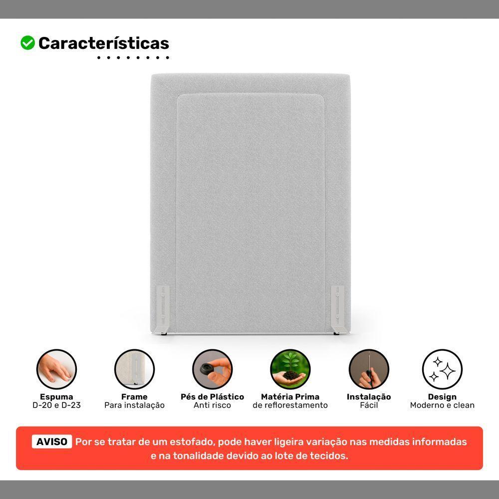 Cabeceira Cama Box Solteiro Alba 90cm Com Frame Bouclé Cinza Claro - Abmaza - 3