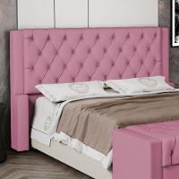 Cabeceira Atena Para Cama Box Queen Size 160cm Capitonê Com Frame Suede Rosa - Abmaza - 2
