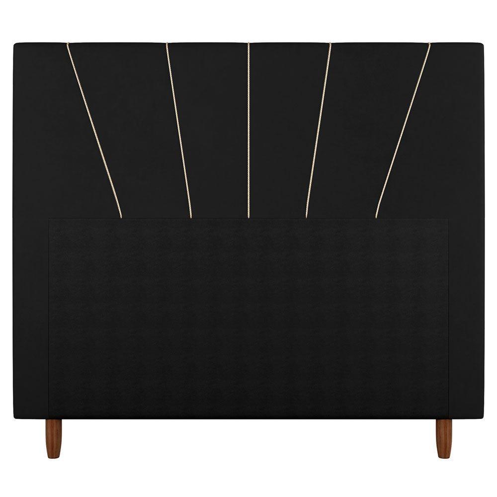 Cabeceira Cama Box Solteiro Dallas 90cm Suede Preto - Abmaza - 2