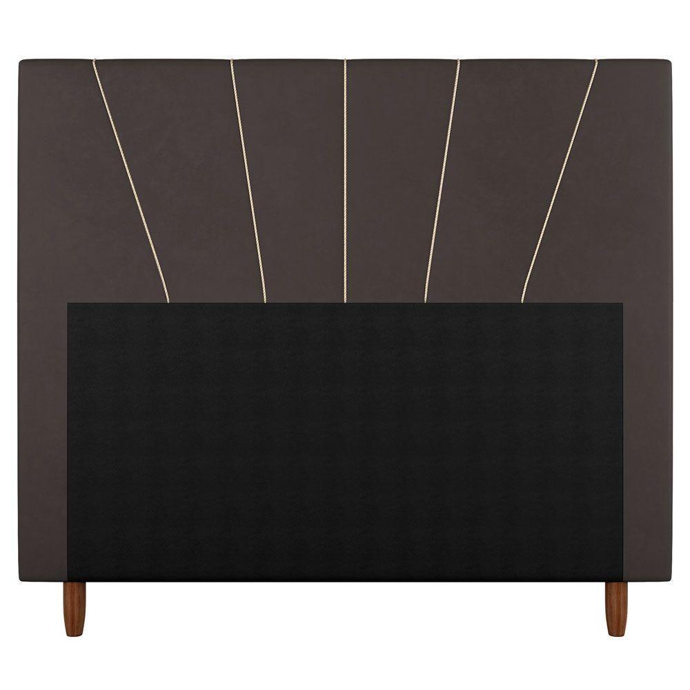 Cabeceira Cama Box Casal Queen Size Dallas 160cm Veludo Marrom - Abmaza - 3