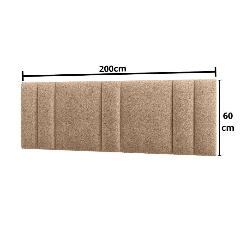 Cabeceira Painel Cama Box King Size Siri 200cm Com Led Bouclé Bege - Abmaza - 4