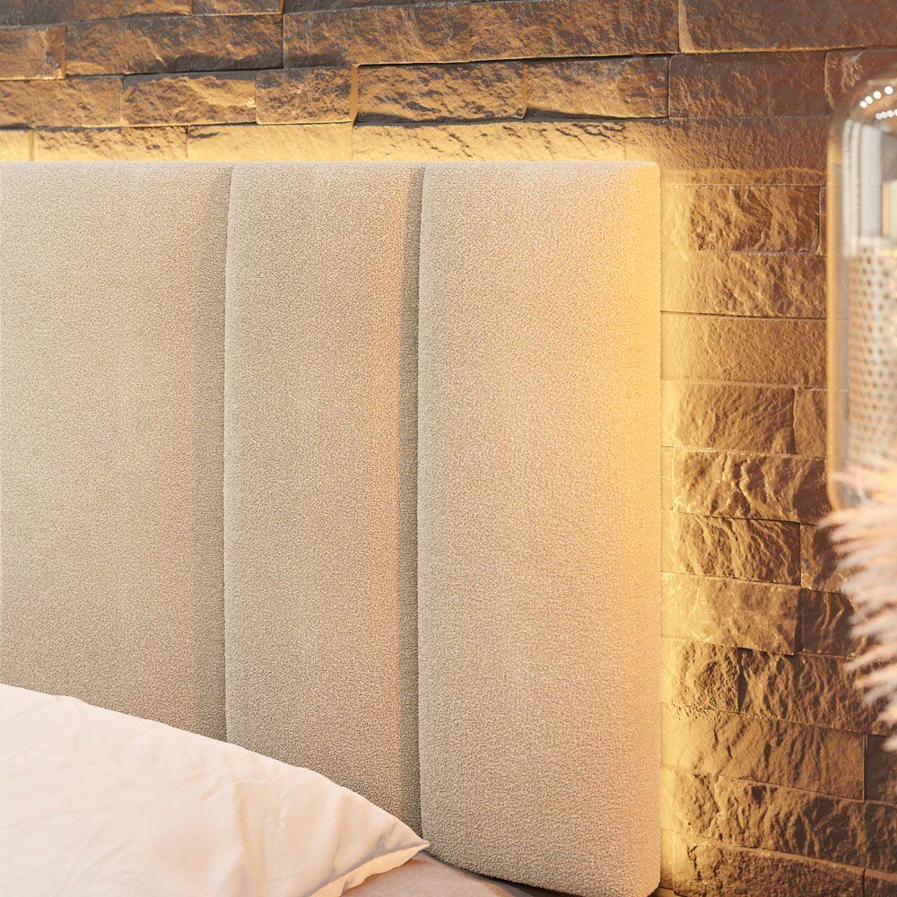 Cabeceira Painel Cama Box King Size Siri 200cm Com Led Bouclé Bege - Abmaza - 7